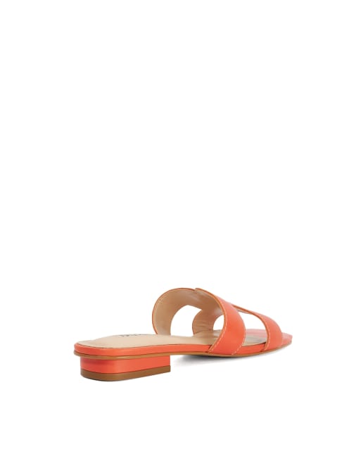 Dune London Loupe - smart slider sandals in orange, 2 of 4