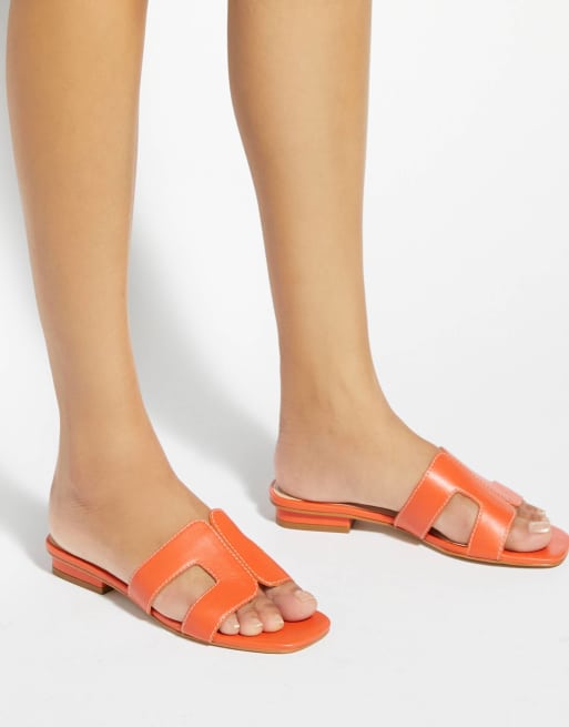 Dune London Loupe - smart slider sandals in orange, 4 of 4