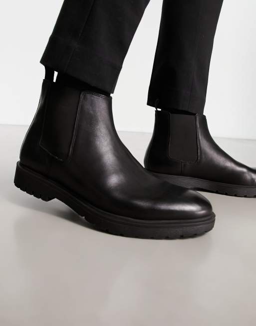 Dune London low chelsea boot in black