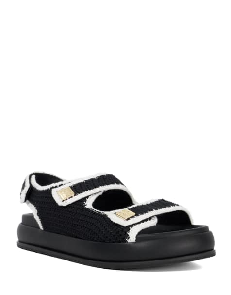 Dune London Luffle flat sandals in black - view 1