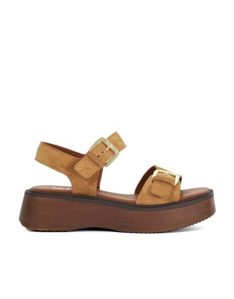 Dune London Luno platform sandals in sand - view 1