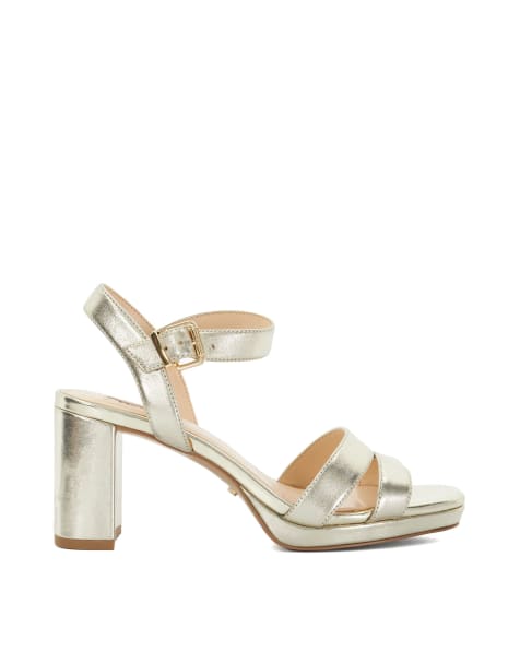 Dune London Manifesting heels sandals in gold - view 1