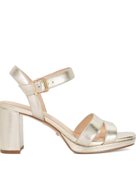 Dune London Manifesting smart sandals in gold - view 1