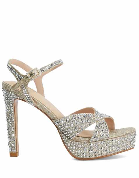 Dune London Mayve heeled sandals in gold - view 1