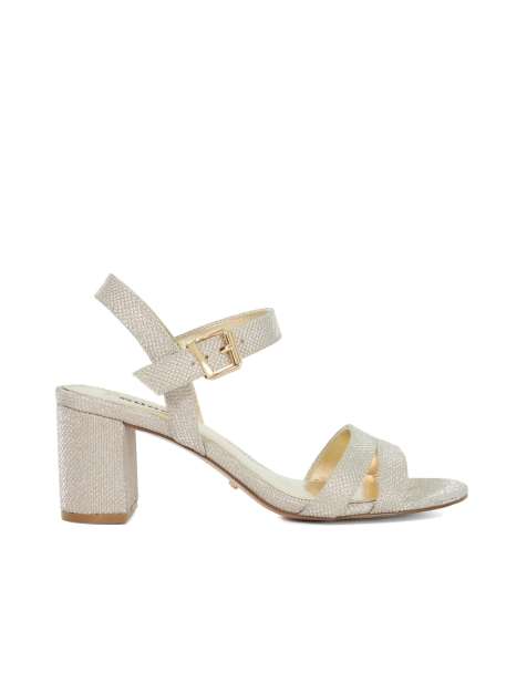 Dune London Merisa heeled sandals in gold - view 1
