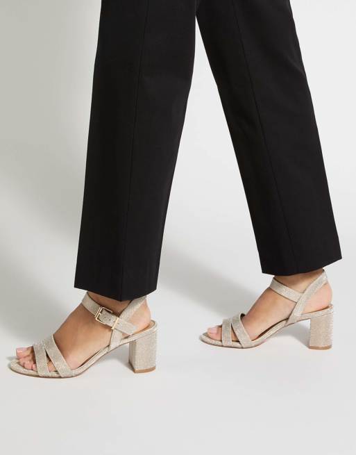 Dune London Merisa heeled sandals in gold, 3 of 4