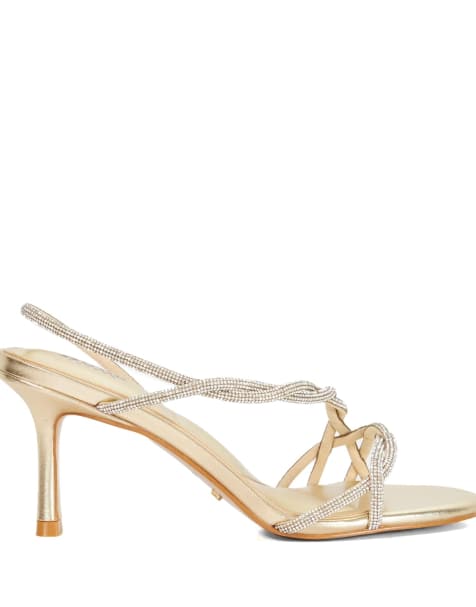Dune London Milene heeled sandals in gold - view 1