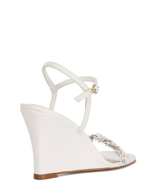 Dune London Milennial wedges in white, 2 of 4