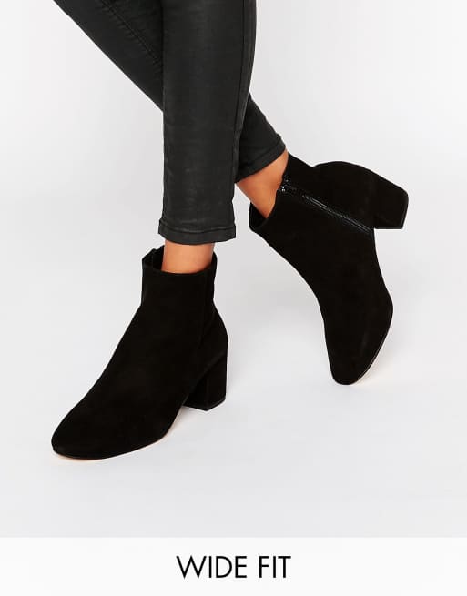 Dune London - Pebble - Bottines en daim pointure large à talons - Noir