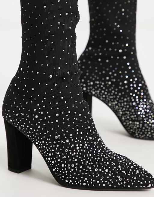 Dune London pointed toe heeled knee boot in black , 2 of 4