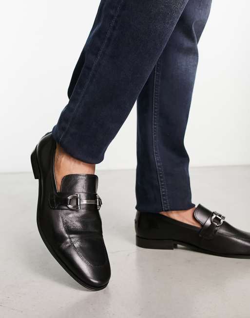 Dune London - Preston - Mocassini in pelle nera con finiture