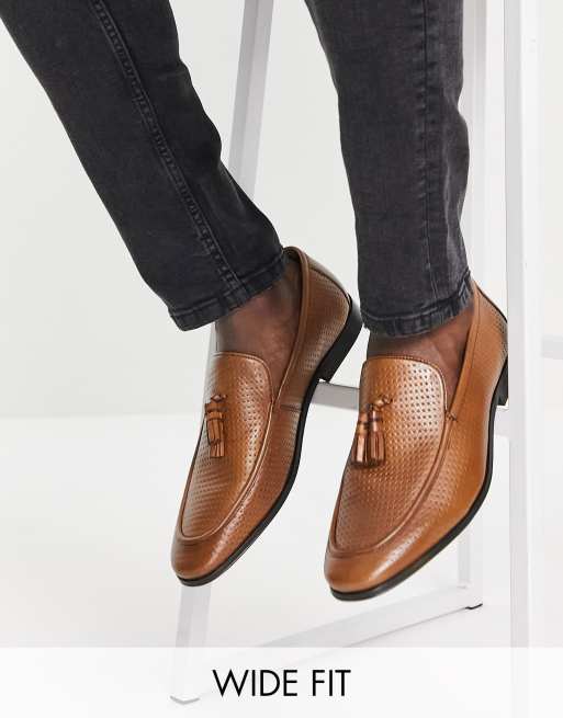 Dune – London Salva – Ljusbruna loafers i läder med bred passform
