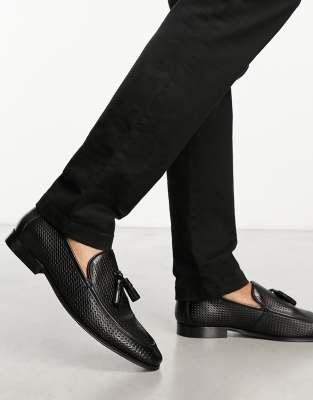 leather embossed slip on loafers