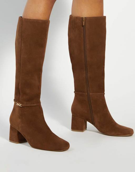 Tan Dune Thigh Boots Dune London Sanna Knee High Boots In Tan ASOS