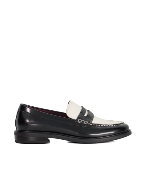 Dune London Sascha loafers in black_white - view 1