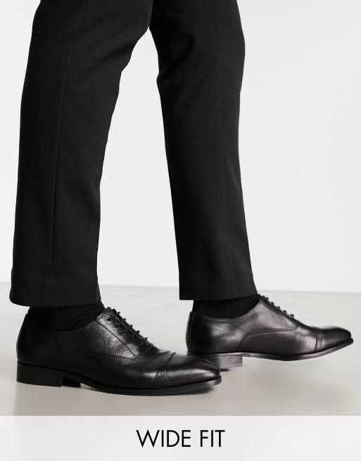 Dune London - Scarpe Oxford stringate nere a pianta larga