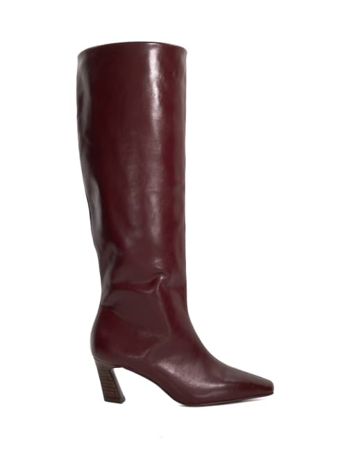 Dune London Selinni knee high boots in burgundy