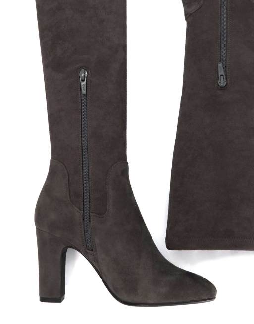 Dune London Simple knee high boots in dark, 3 of 4