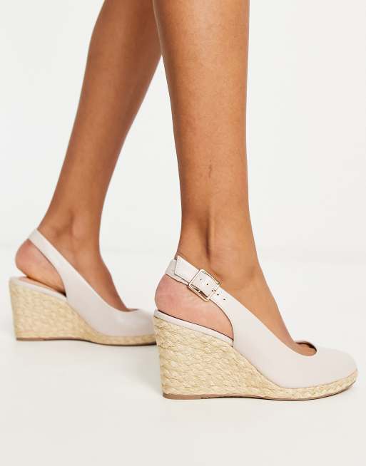 Dune London slingback wedges in cream, 3 of 4