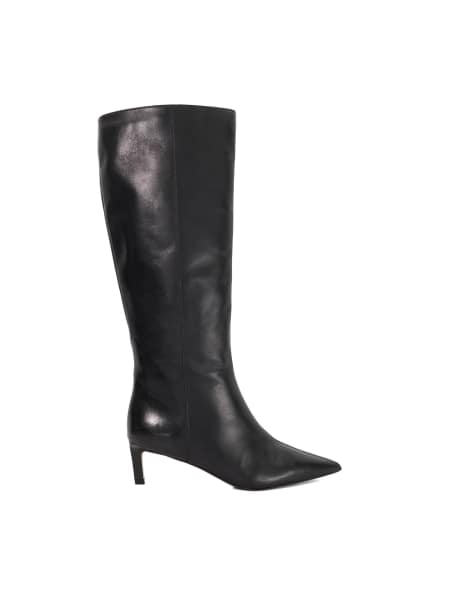 Dune London Smoothly knee high boots in black - view 1