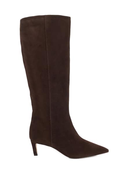 Dune London Smoothly knee high boots in brown - view 1