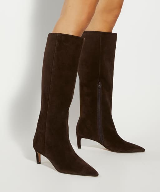 Dune London Smoothly knee high boots in brown, 3 of 4
