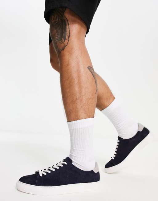 Dune London - Sneakers van leer in marineblauw/grijs - NAVY