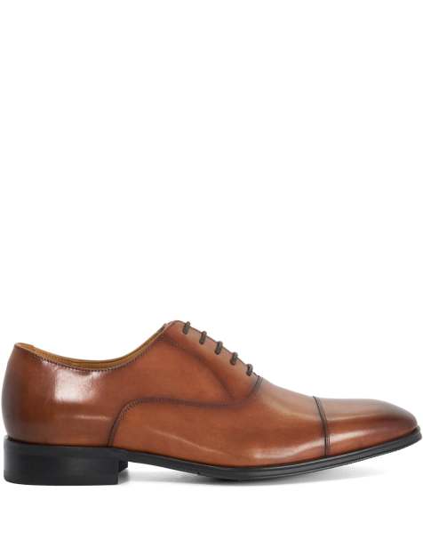 Dune London Solver oxford shoes in dark tan - view 1
