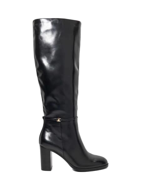 Dune London Starlling knee high boots in black - view 1