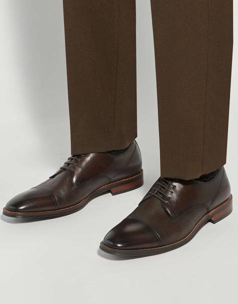 Dune London Stones derby shoes in dark brown - view 1