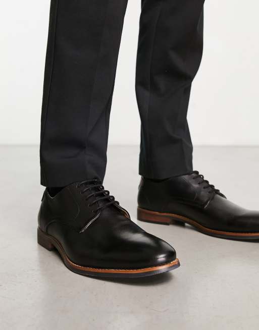 Dune London Striver lace up derby shoes in black leather, 2 of 4