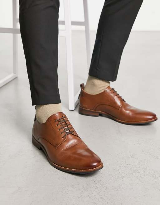 Dune London Striver lace up derby shoes in tan leather