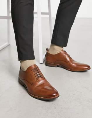Dune London - Striver - Scarpe Derby Stringate In Pelle Color Cuoio-Brown