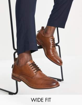 Dune London - Striver - Scarpe Stringate In Pelle A Pianta Larga Color Cuoio-Marrone