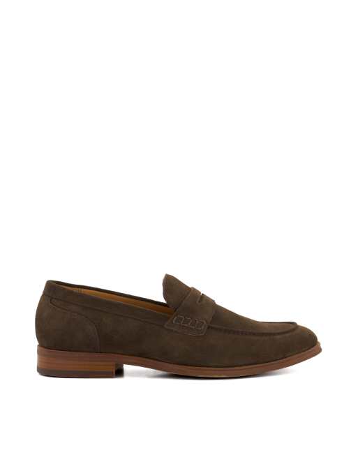 Dune London Sulli suede loafers in brown