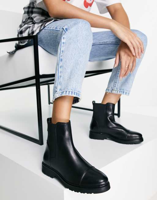 Dune – London – Svarta chelseaboots i läder 