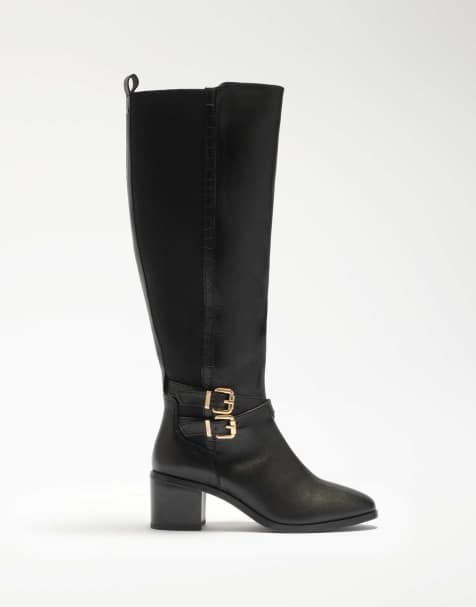 Dune London Tabbi knee high boots in black - view 1