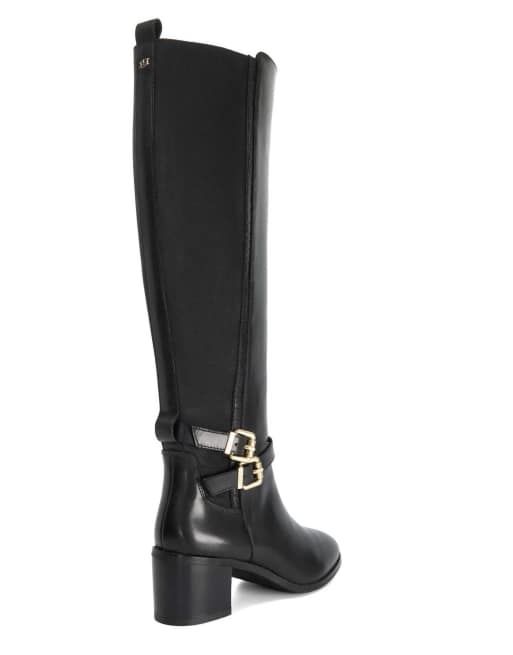 Dune London Tabbi knee high boots in black, 2 of 4