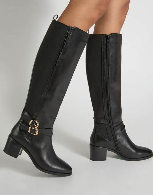 Dune London Tabbi knee high boots in black, 3 of 4