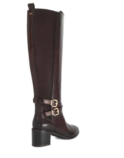 Dune London Tabbi knee high boots in brown, 2 of 4