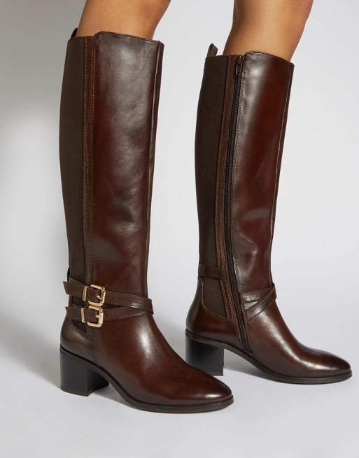 Dune London Tabbi knee high boots in brown, 3 of 4