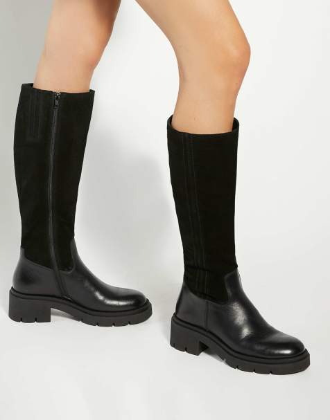 Dune London Tallon knee high boots in black - view 1