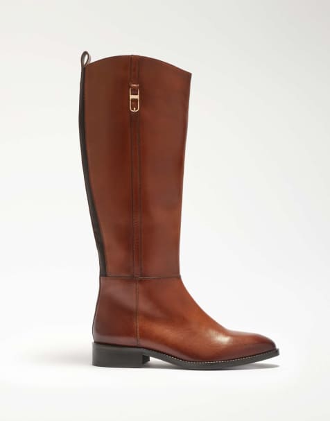 Dune London Tanvie knee high boots in dark tan - view 1
