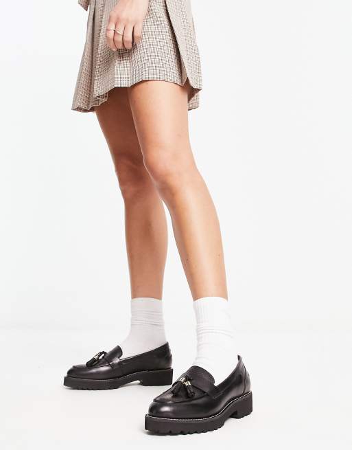 Dune London tassel loafers in black 