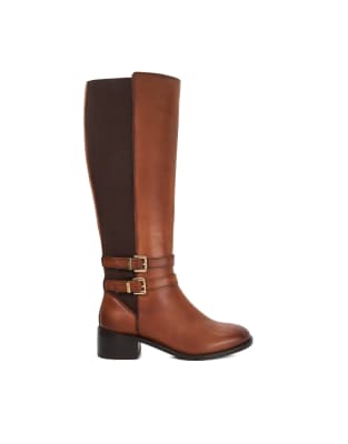  Tatter knee high boots in dark tan