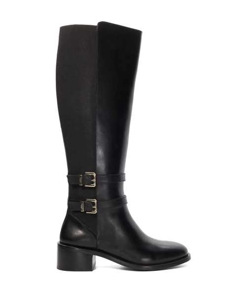 Dune London Tatter knee high boots shoe in black - view 1