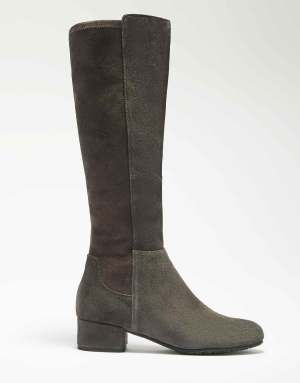 Dune London Tayla knee high boots in dark grey