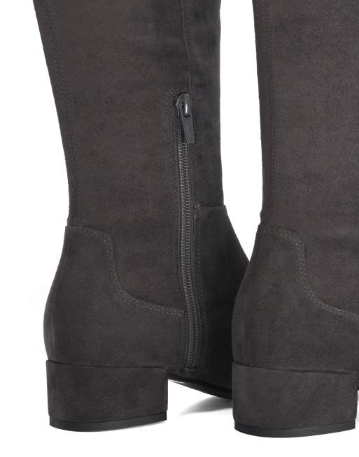 Dune London Tayla knee high boots in dark grey, 3 of 4