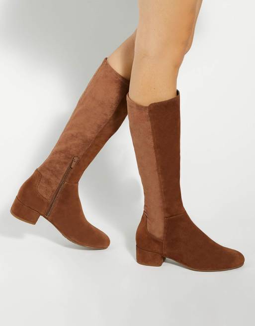 Dune London Tayla knee high boots in tan ASOS