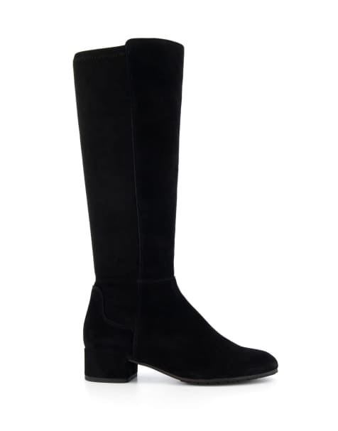Dune London Tayla suede knee high boots in black - view 1